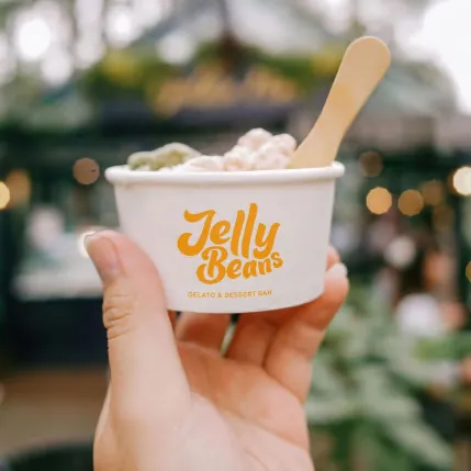 Jelly Beans logo on an ice cream cup