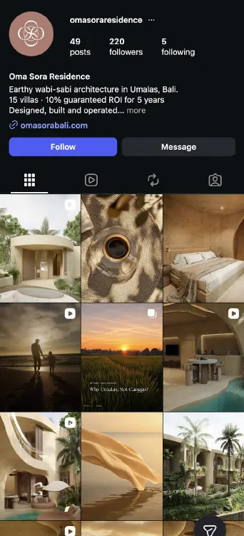 Instagram profile of omasoraresidence